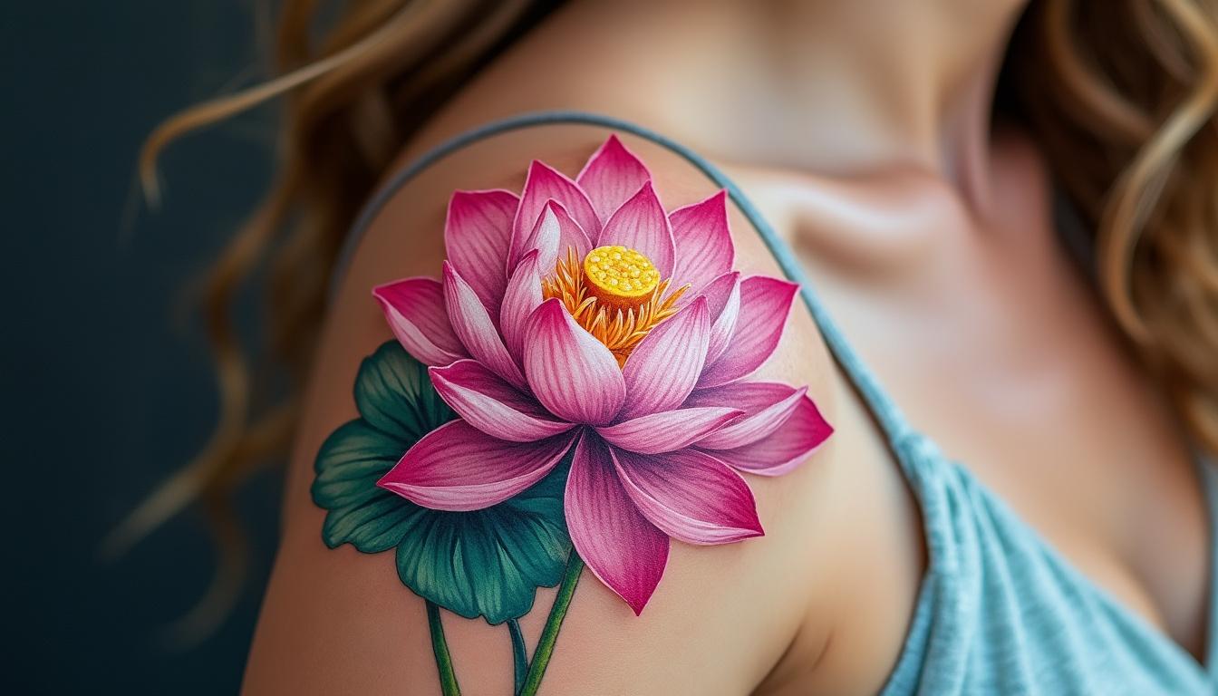 découvrez la signification profonde du tatouage fleur de lotus, un symbole puissant de renaissance et de beauté au féminin, incarnant pureté et transformation.