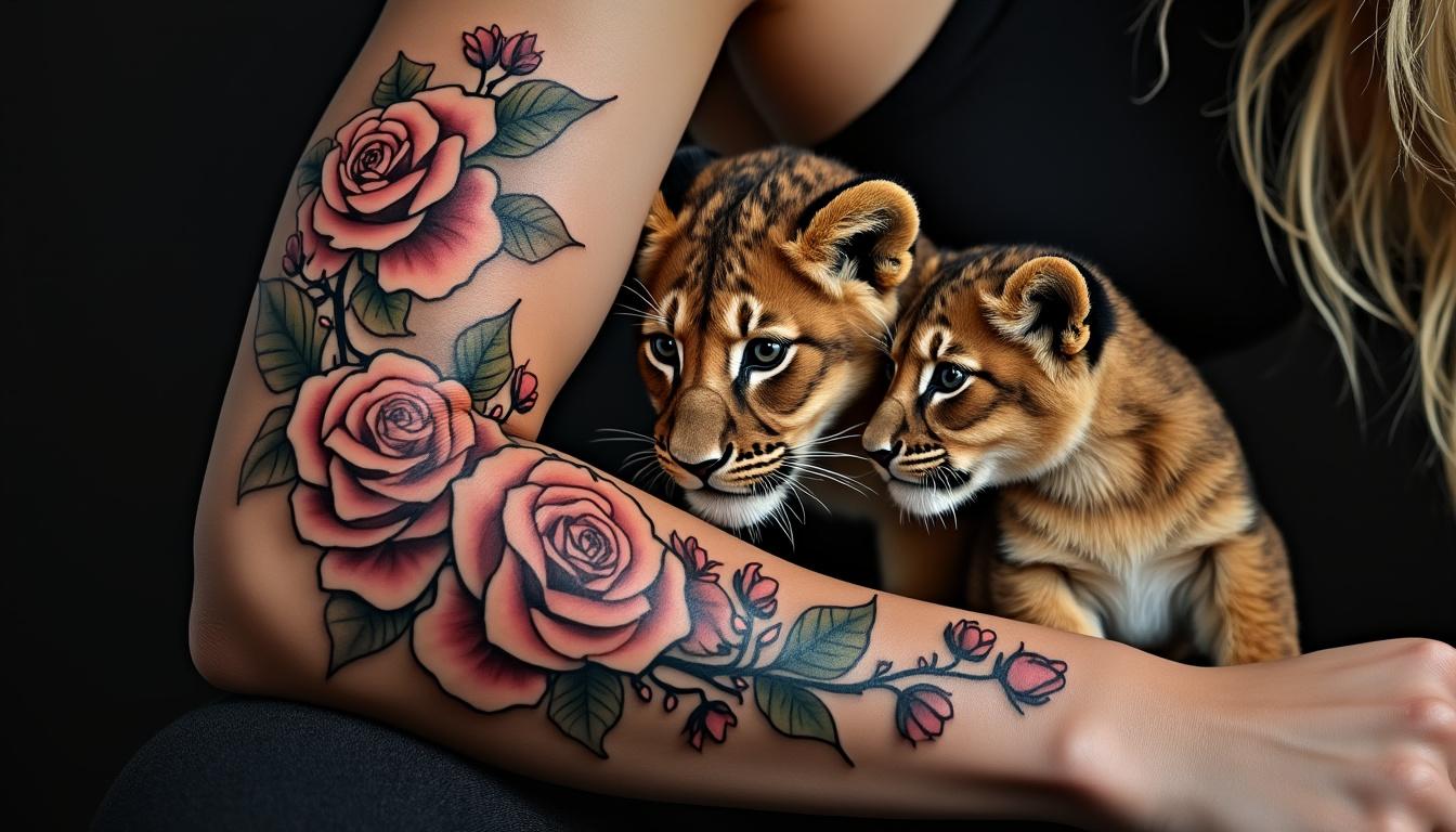 découvrez la symbolique puissante du tatouage lionne et lionceau, illustrant la force et la tendresse du lien maternel à travers un tatouage unique et chargé d'émotion.