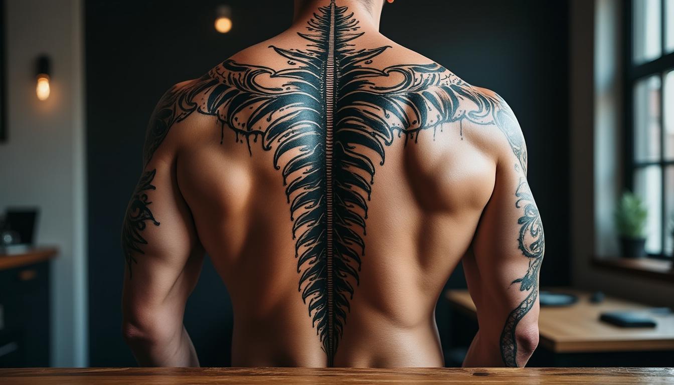 découvrez des idées de tatouages pour le dos des hommes, alliant style, symbolisme et originalité pour un tatouage unique et masculin.