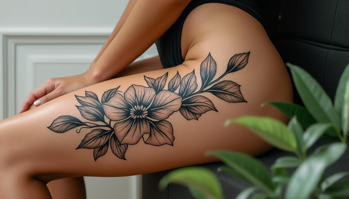 découvrez des idées et inspirations de tatouages pour femme sur la cuisse, alliant élégance et originalité pour sublimer votre peau.